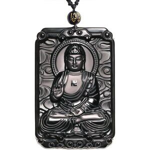 Black Obsidian Necklace Natural Crystal Amulet Protection Pendant